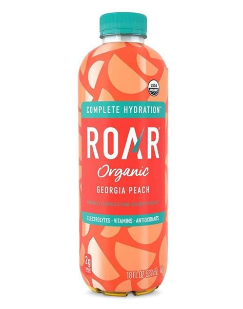 ROAR Organic Electrolyte Infusion Drink, Georgia Peach, 18 oz (Pack of 12) | Premium Snacks ...