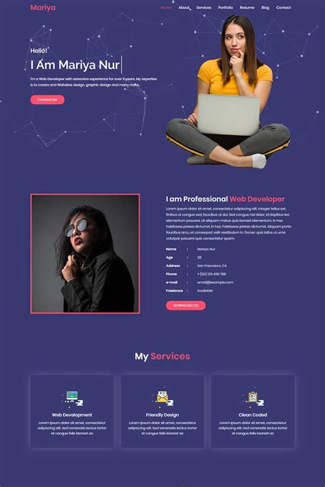 Mariya Personal Portfolio Landing Page Template | Portfolio web design ...