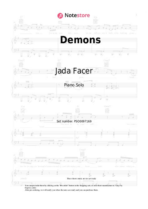 Demons piano sheet music Jada Facer in Note-Store.com | Piano.Solo SKU PSO0097169