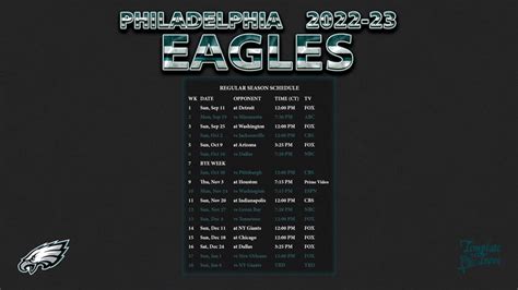 2022-2023 Philadelphia Eagles Wallpaper Schedule