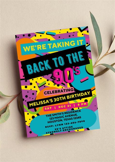 Editable 90s Party Invitation, Back to the 90s, Throwback Party, House ...