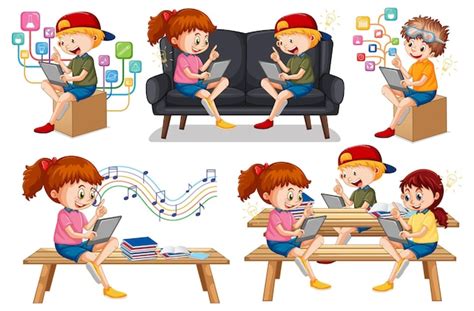 Free Vector | Set of children doing different activities