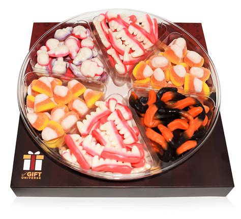 Halloween Gummies Candy Gift Tray - Dracula Teeth, Candy Corn, Worms, Skulls - 1.3 lbs