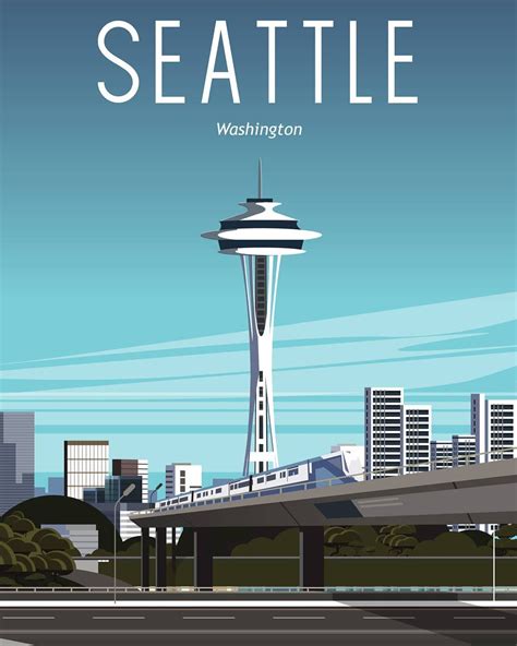 Seattle vintage travel poster | Vintage travel posters, Travel posters, Vintage travel