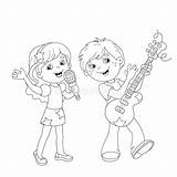 Kids Singing Clipart Black And White sketch template
