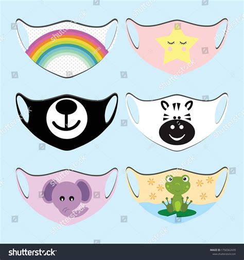 Cute Face Mask Design Kids Vector Stock Vector (Royalty Free ...