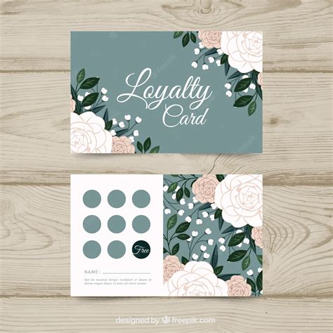 Free Vector | Lovely loyalty card template with floral style