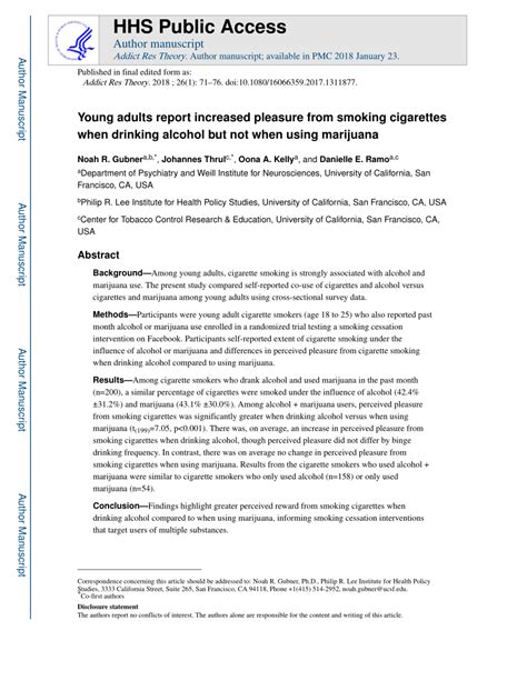 (PDF) Young adults report increased pleasure from smoking cigarettes ...