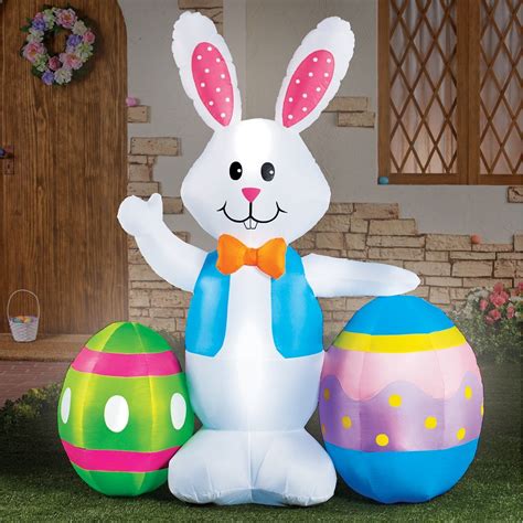 5 Ft Easter Bunny with Eggs Inflatable Yard Decoration | Collections Etc.