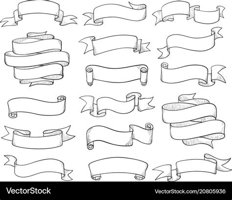 Vintage ribbons sketch Royalty Free Vector Image