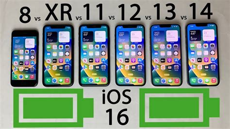 iPhone 14 vs 13 vs 12 vs 11 vs XR vs 8 BATTERY Test on iOS 16 - YouTube