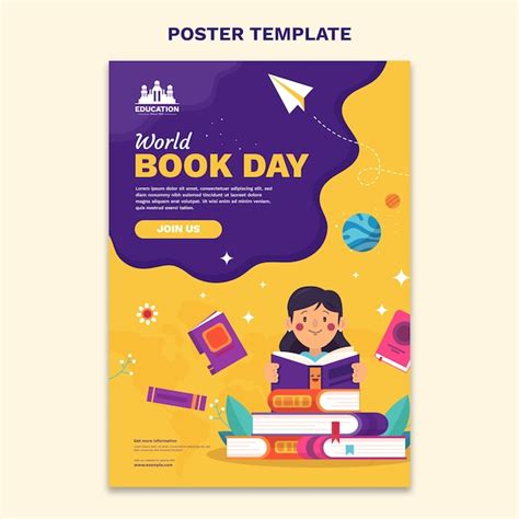 Free Vector | Flat world book day vertical poster template
