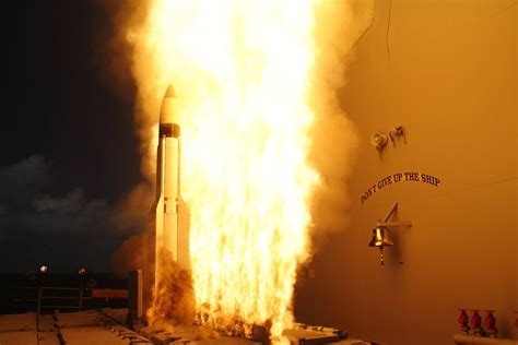 A Standard Missile-3 (SM-3) being launched from the guided missile ...