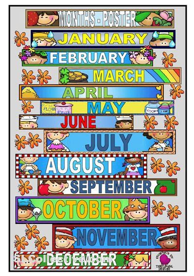 Months Of The Year Chart Poster - Clipart Creationz D03 in 2022 | Months in a year, Preschool ...