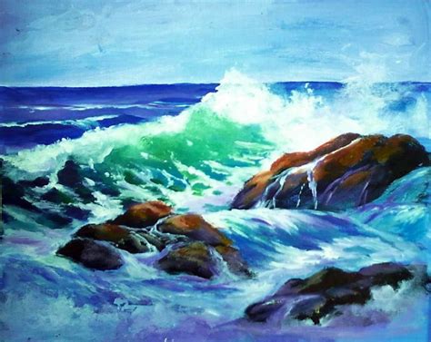 Crashing Waves on the Rocks 2 cookie Academy WW acrylic painting lesson ...