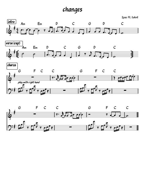 Changes – 2Pac Sheet music for Piano (Solo) Easy | Musescore.com