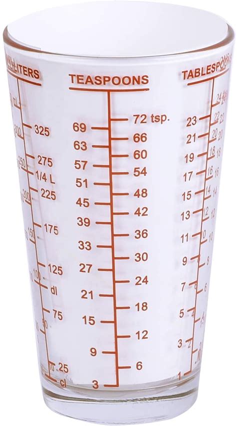 Mix N Measure Glass, Multi-Purpose Liquid and Dry Measuring Cup, 6 Units of Measurement, Heavy ...