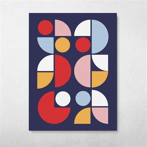 Circle Motif Modern Geometric Bauhaus Colorful Retro Pop Art Wall Art