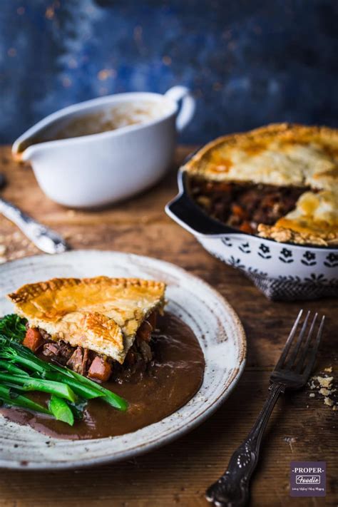 Steak and ale pie with fall-apart chunks of braising steak and either homemade or shop bought ...