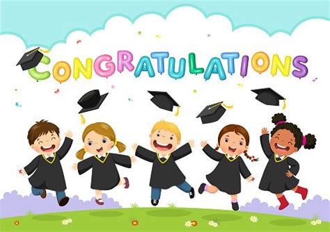 Happy graduation day. Vector illustration of students celebrating ...