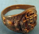 Stewarts Military Antiques - - US WWII Era US Navy Man's Ring, Gilded Brass - $45.00