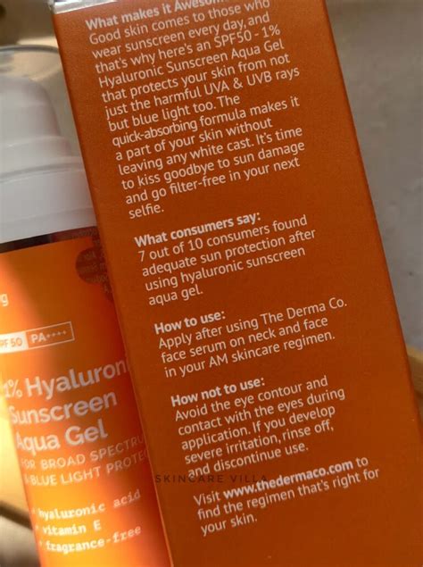 The Derma Co Hyaluronic Sunscreen Aqua Gel Review - Skincare Villa