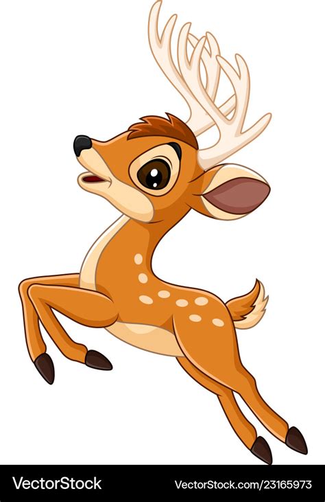 Cartoon baby deer jumping Royalty Free Vector Image