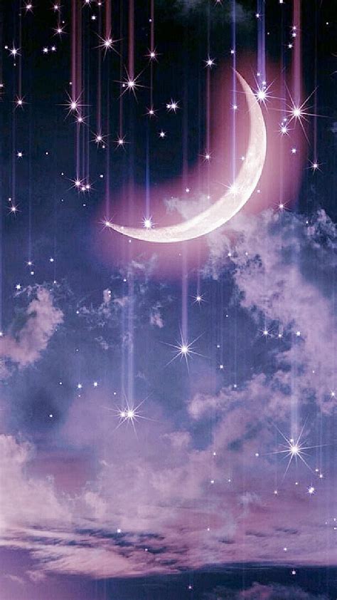 Half Moon Glow, celestial, clouds, galaxy, planets, sky, stars, view, HD phone wallpaper | Peakpx