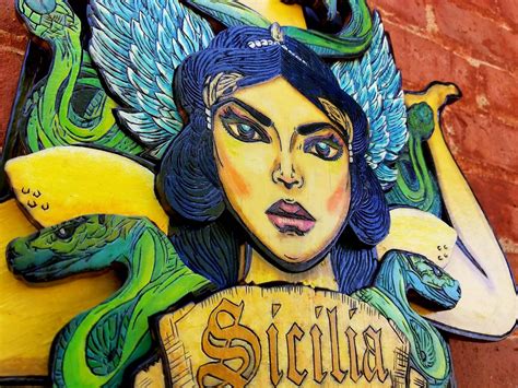 Wood burned and painted Sicilian Trinacria/Medusa by Burned by Fate. | Wood burning art ...