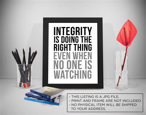 Integrity Quotes, Integrity is Doing Right Thing, Office Print, Business Inspirational, Office ...