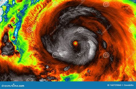 Infrared Imaging Map Of Super Typhoon. The Eye Of The Hurricane ...