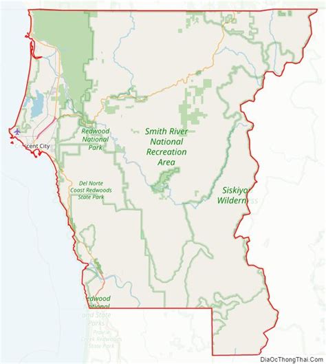 Map of Del Norte County, California - Thong Thai Real