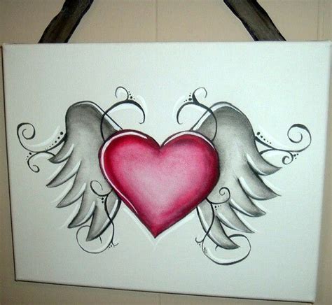 Pencil Drawings Of A Heart With Wings - Goimages Signs