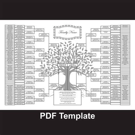 8 Generation Family Tree DIY 24x36 PDF Template paper White - Etsy