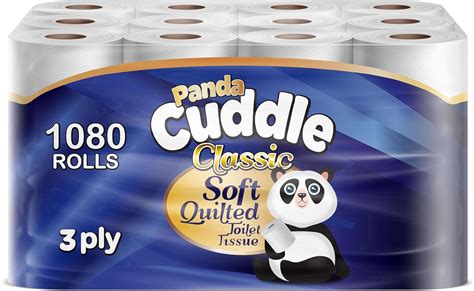 Panda Cuddle 3 PLY Quilted Toilet Rolls Soft Unscented Quilted Loo Rolls and Toilet Tissue Paper ...