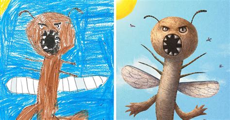 100+ Artists Redraw Kids' Doodles Of Scary Monsters In Their Own Unique ...