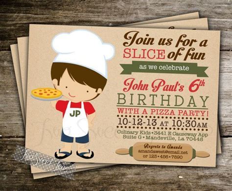 Pizza Party Invitation — All the kids can make pizza at the party. Put on sauce, cheese, and ...