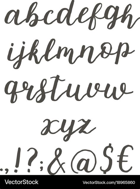 Script font alphabet written with a brush Vector Image