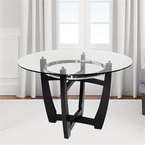 Orren Ellis 48" Inch Round Glass Top Dining Table | Wayfair.ca