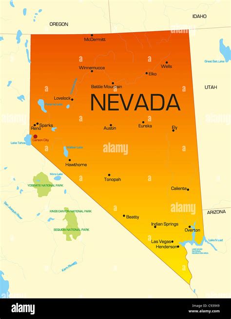 Vector color map of Nevada state. Usa Stock Photo - Alamy