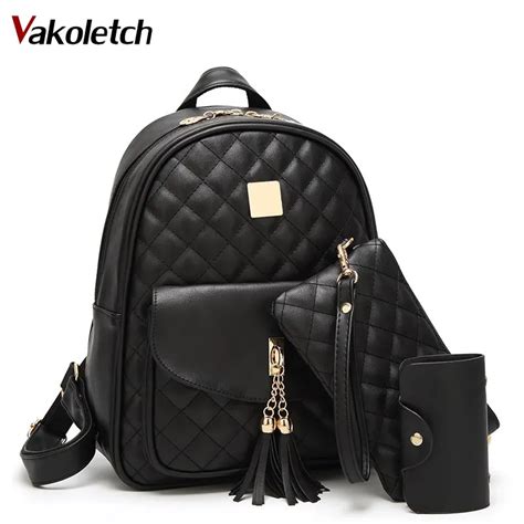 3 sets School Bags For Teenage Girls New 2018 Women Backpack Leather ...