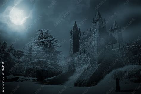 Medieval castle at night Stock Photo | Adobe Stock