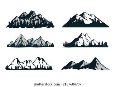 Collection Hand Drawn Mountain Template Illustrations Stock Vector (Royalty Free) 2137684737 ...