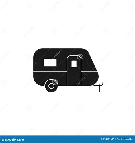 RV Camper Trailer Thin Line. Camping RV Trailer Caravan Outline Icon ...