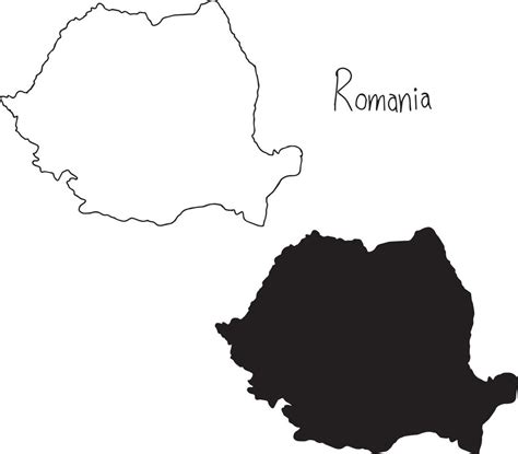 outline and silhouette map of Romania - vector illustration 3127345 ...