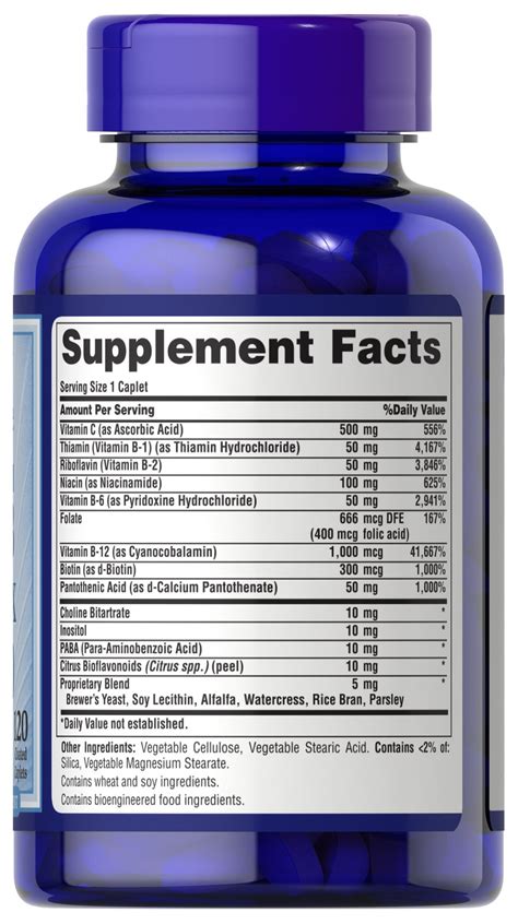 Stress Vitamin B-Complex with Vitamin C-500 Timed Release, 120 Caplets (334) | Puritan's Pride