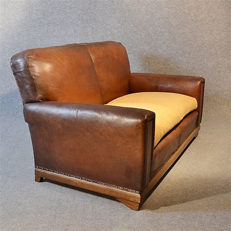 Sofa Vintage Leather Antique 2 Seater Club Settee - Antiques Atlas