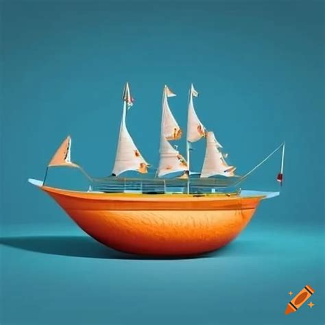 Conceptual art of an orange-shaped cruise ship