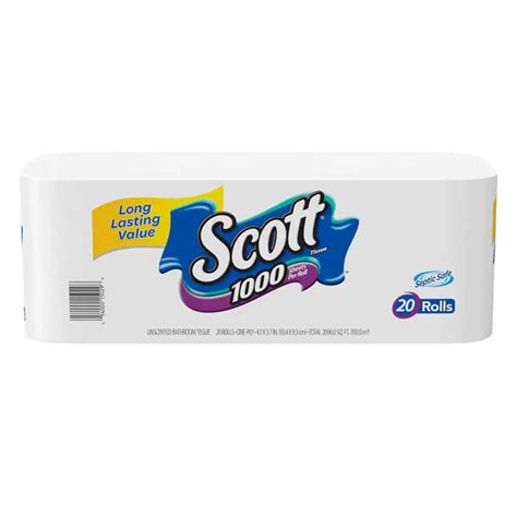 SCOTT Standard Roll Bathroom Tissue, 1-Ply, 1000 Sheets/Roll - UnoClean