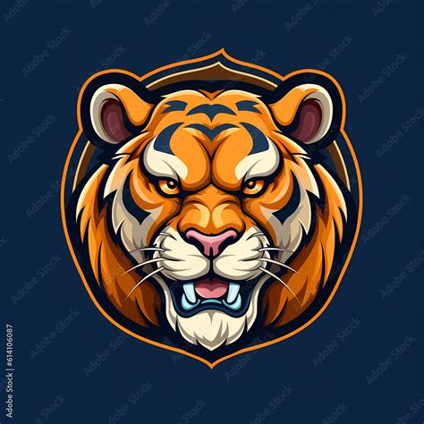 Tiger Head Cartoon Illustration Stock Illustration | Adobe Stock